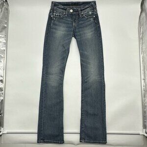 Silver Jeans Tuesday Slim Boot Women's Size 26 / 33L Distressed Denim Blue Jeans